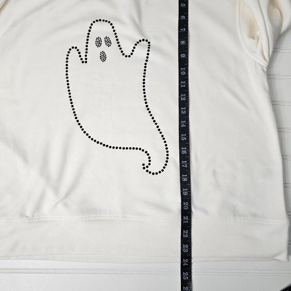 Jane Delancey Cream Rhinestone Ghost Long Sleeve Top Women's Size L NWOT - Picture 14 of 15